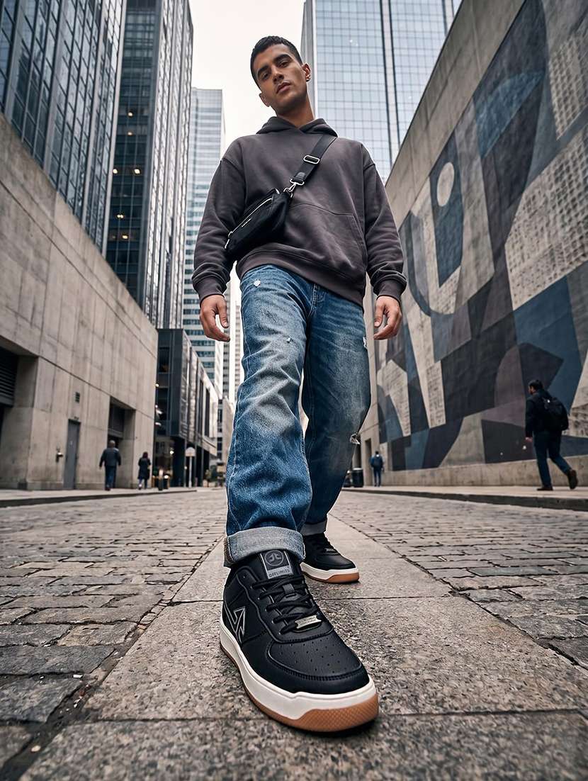 men solid lace up sneaker - 22582246 -  Standard Image - 3