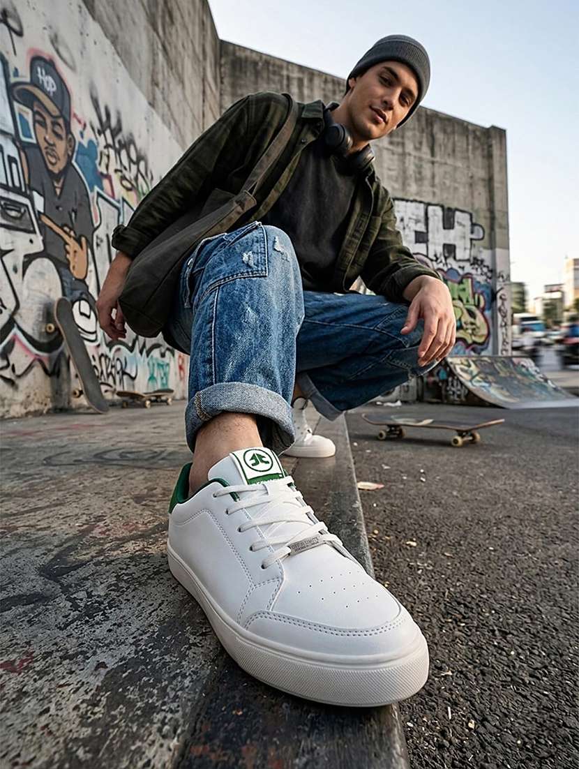men solid lace up sneaker - 22582270 -  Standard Image - 5