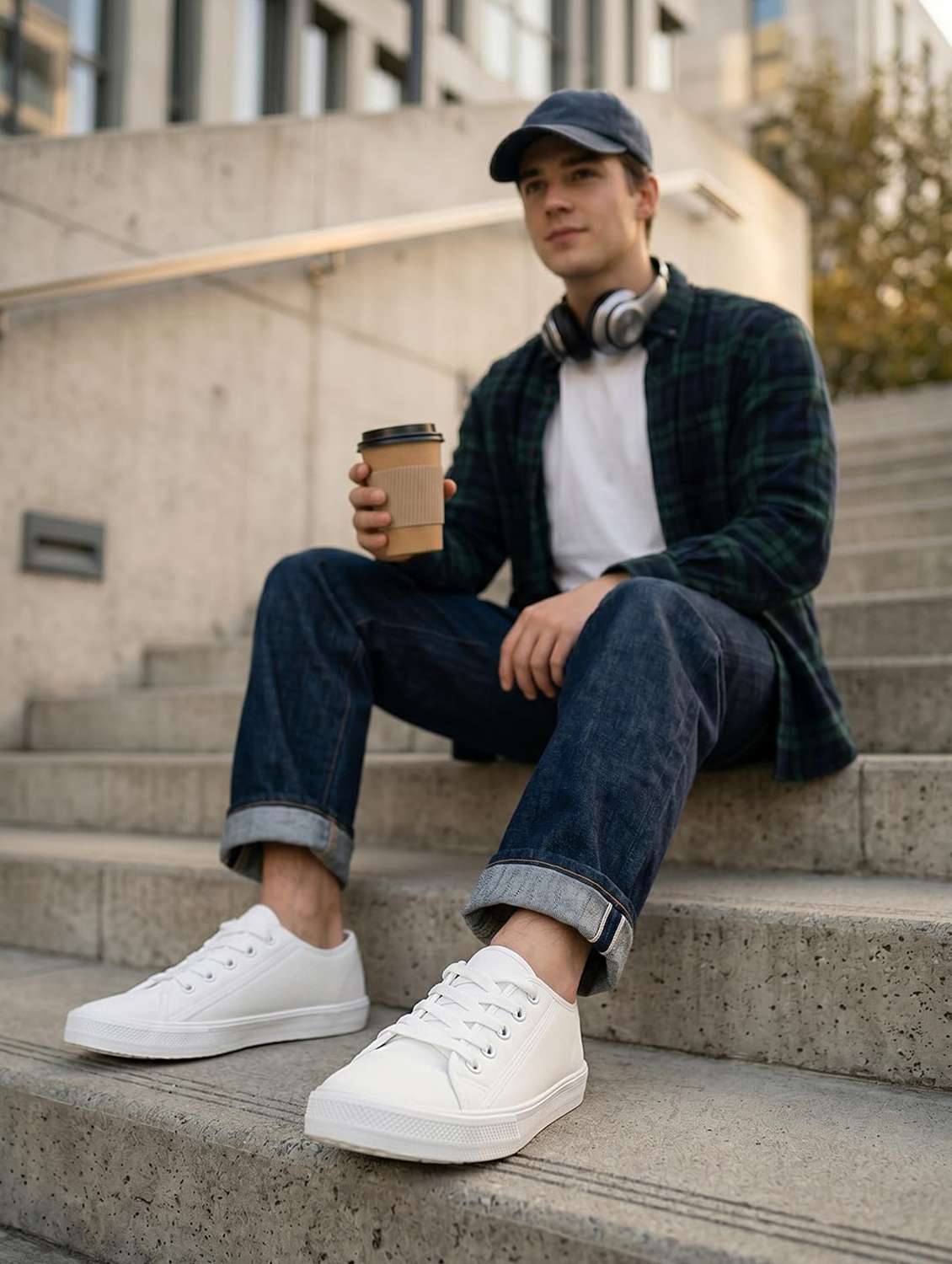 men solid lace up sneaker - 22582273 -  Standard Image - 3