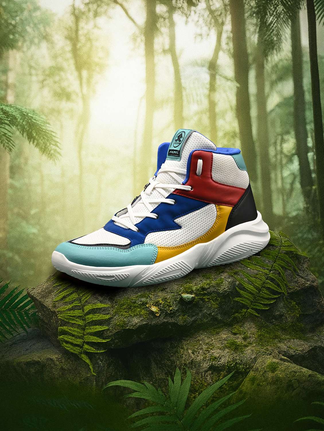 men colourblocked lace up sneaker