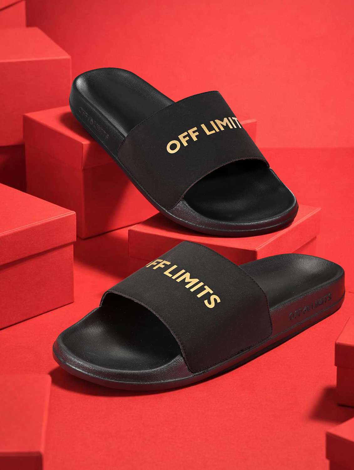 men printed slip on slider