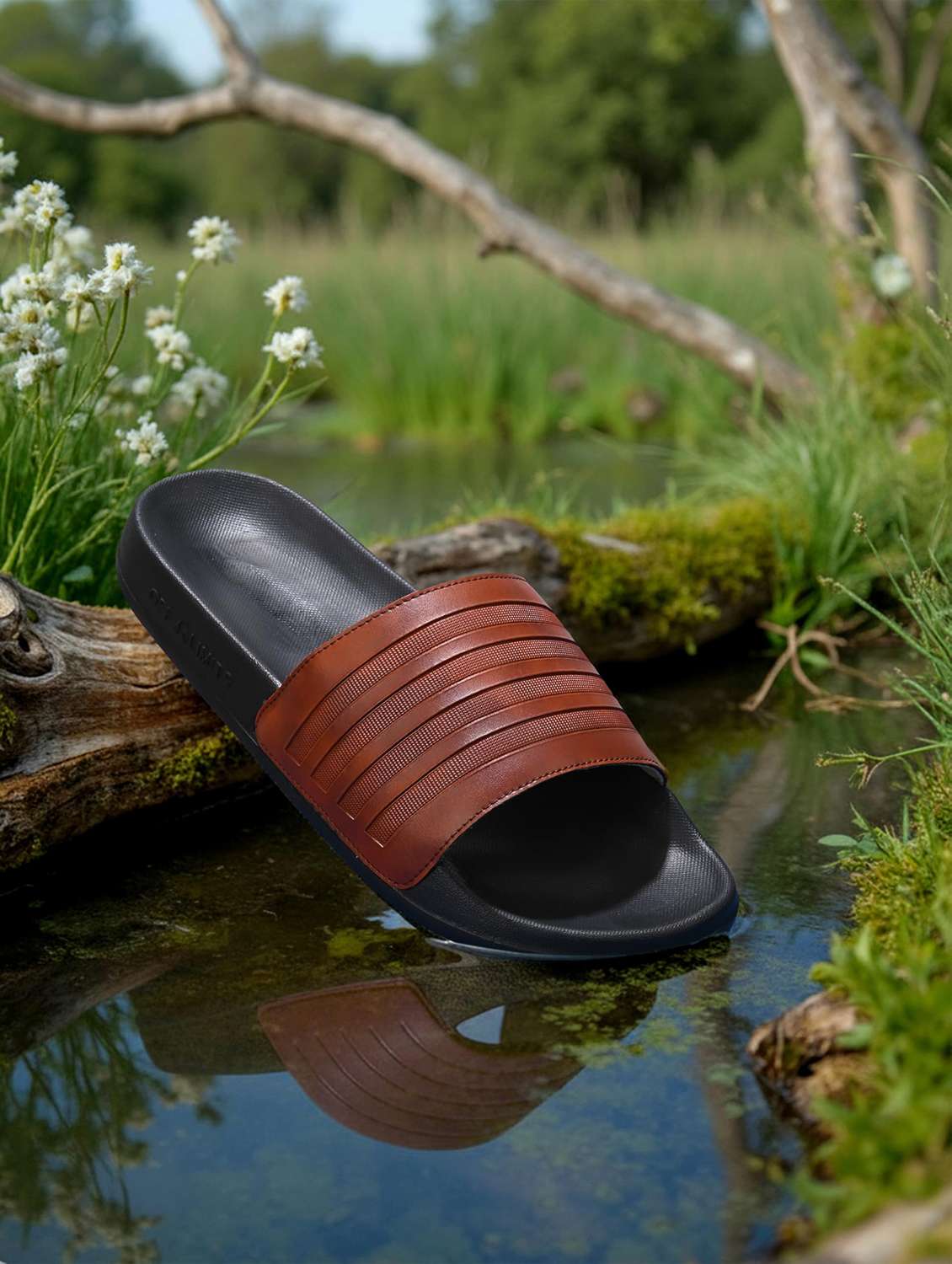 men textured slip on slider