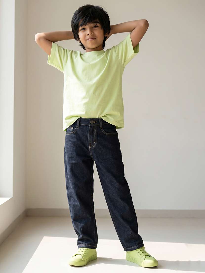 Boys Solid Mid Rise Relaxed Fit Jeans - 22582507 -  Standard Image - 3