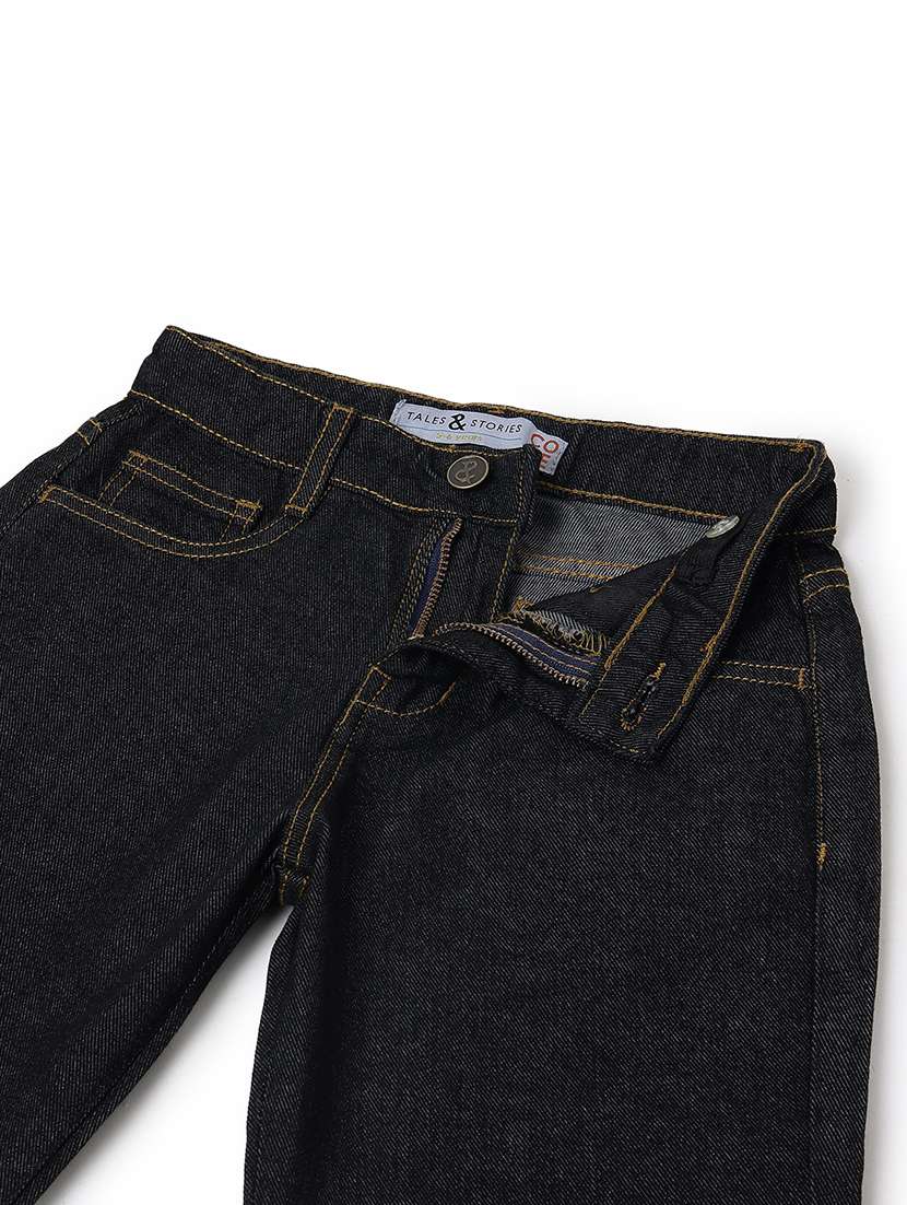 Boys Solid Mid Rise Relaxed Fit Jeans - 22582507 -  Standard Image - 5