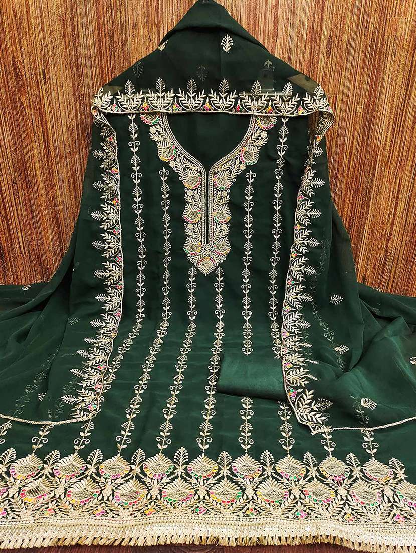 women solid with work unstitched suit set