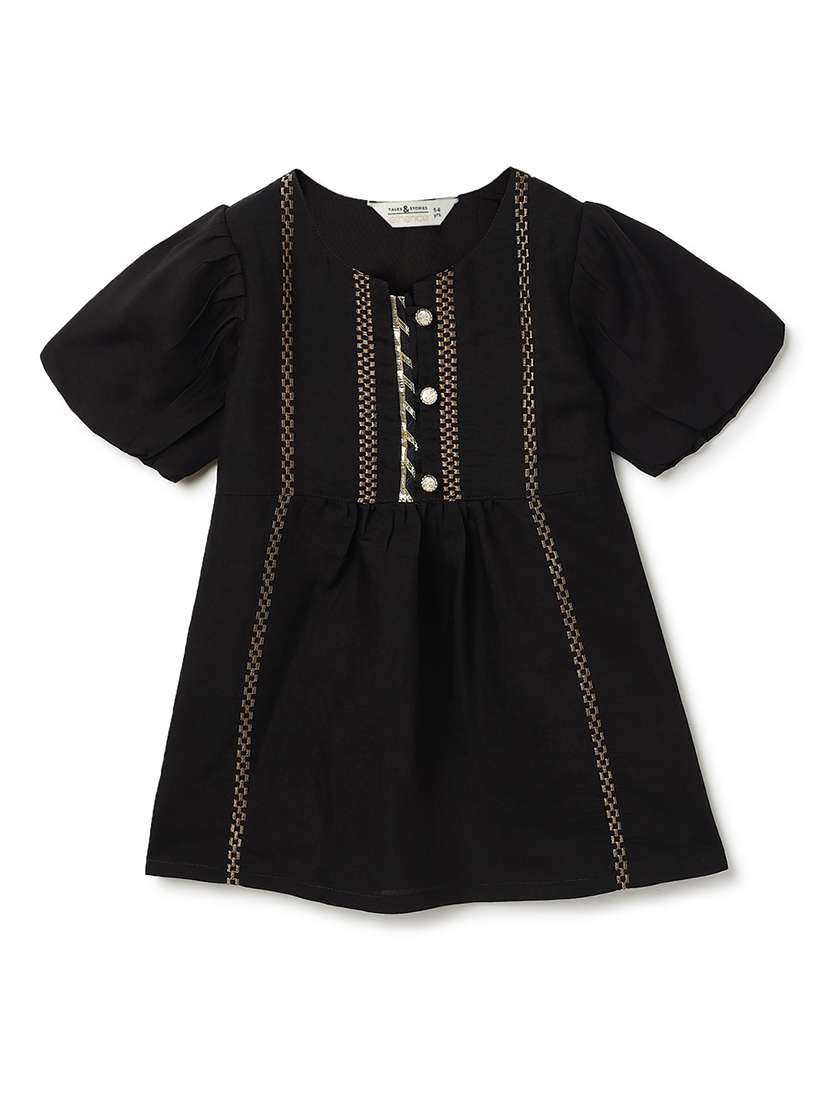 girls embroidered puff sleeves kurta sharara set - 22582859 -  Standard Image - 3