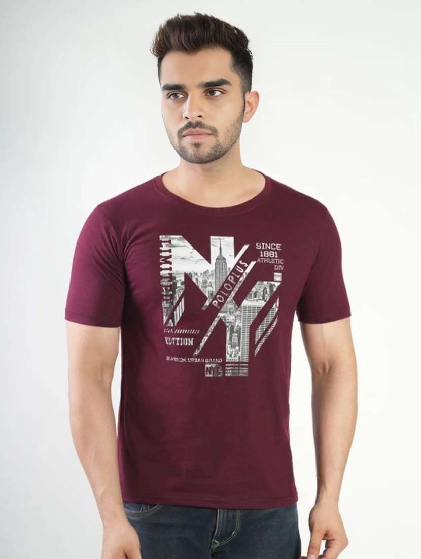 men printed short sleeves regular fit t-shirt