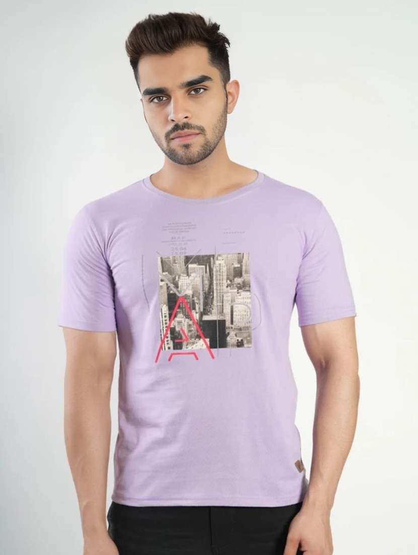 men printed short sleeves regular fit t-shirt