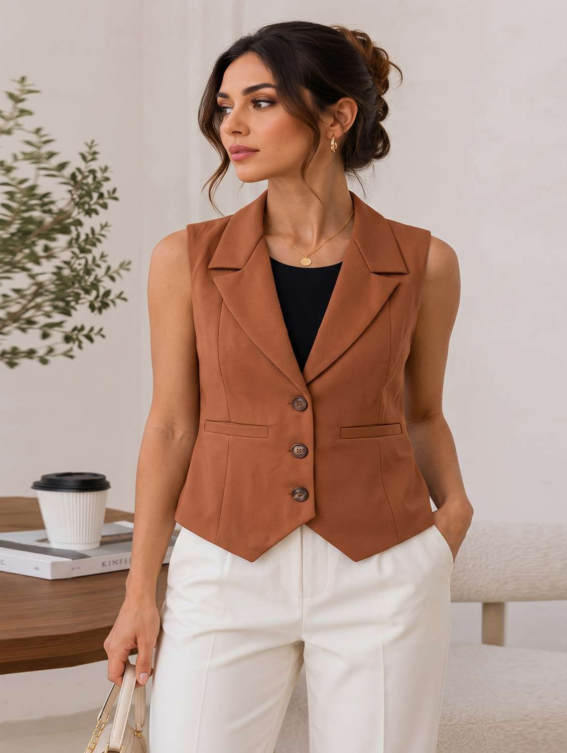 women solid sleeveless vest top