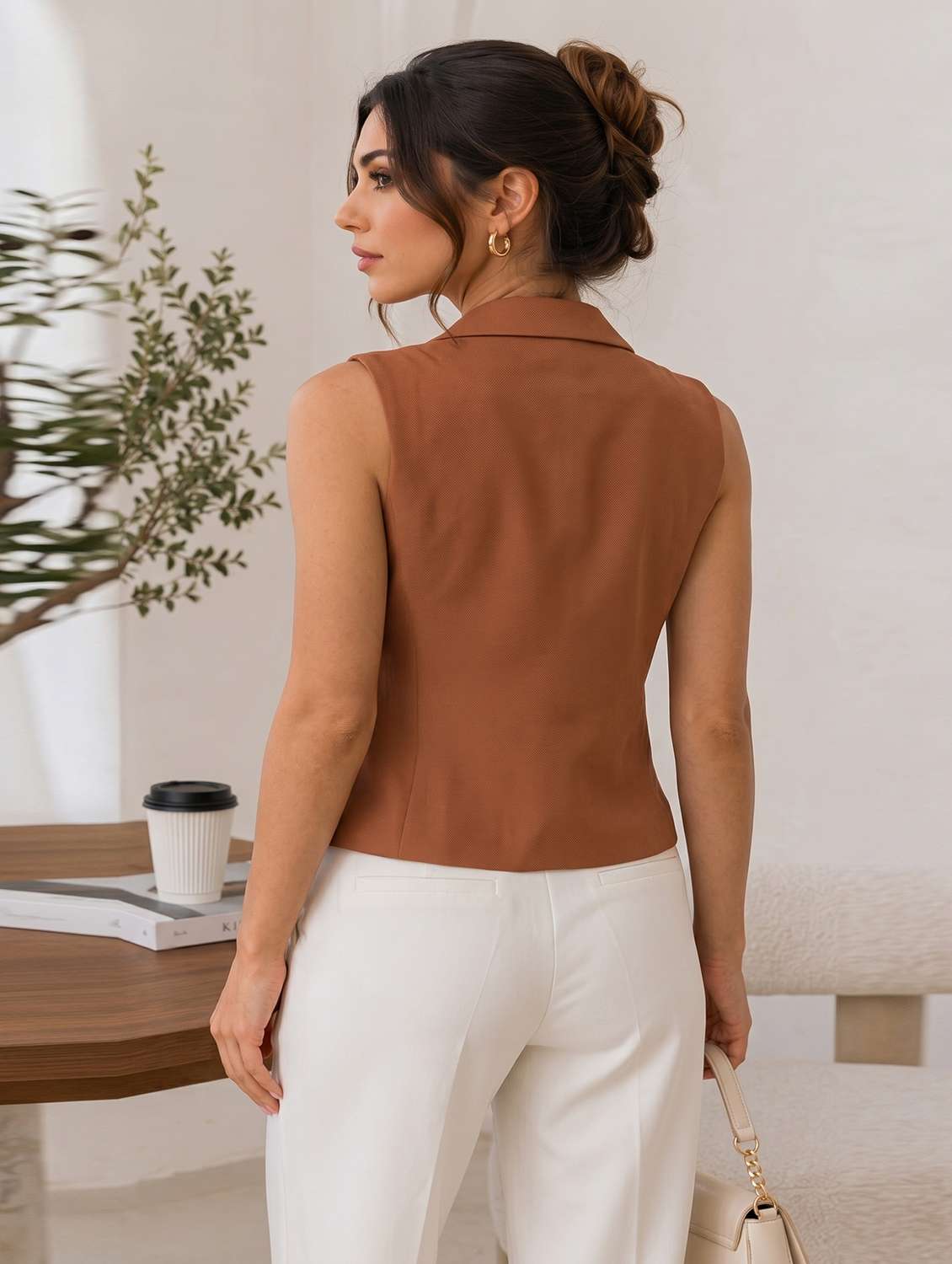 Women Solid Sleeveless Vest Top - 22582918 -  Standard Image - 3