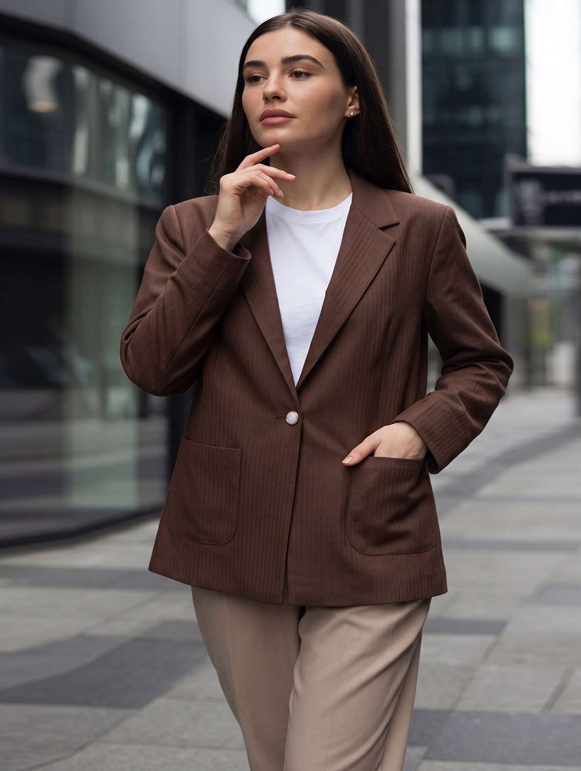 women self design single breasted blazer