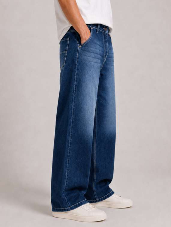 Men Washed Mid Rise Full Length Baggy Jeans - 22582931 -  Standard Image - 3