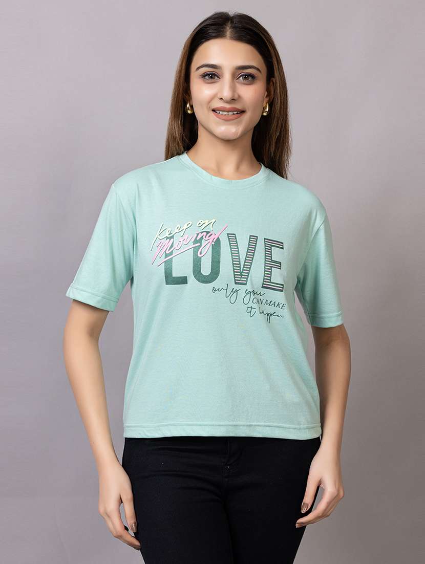 women printed short sleeves regular fit t-shirt