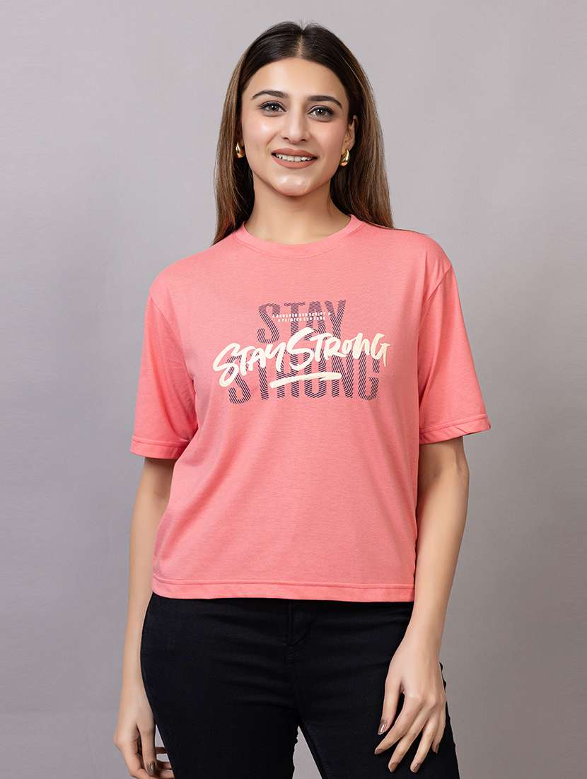 women printed short sleeves regular fit t-shirt
