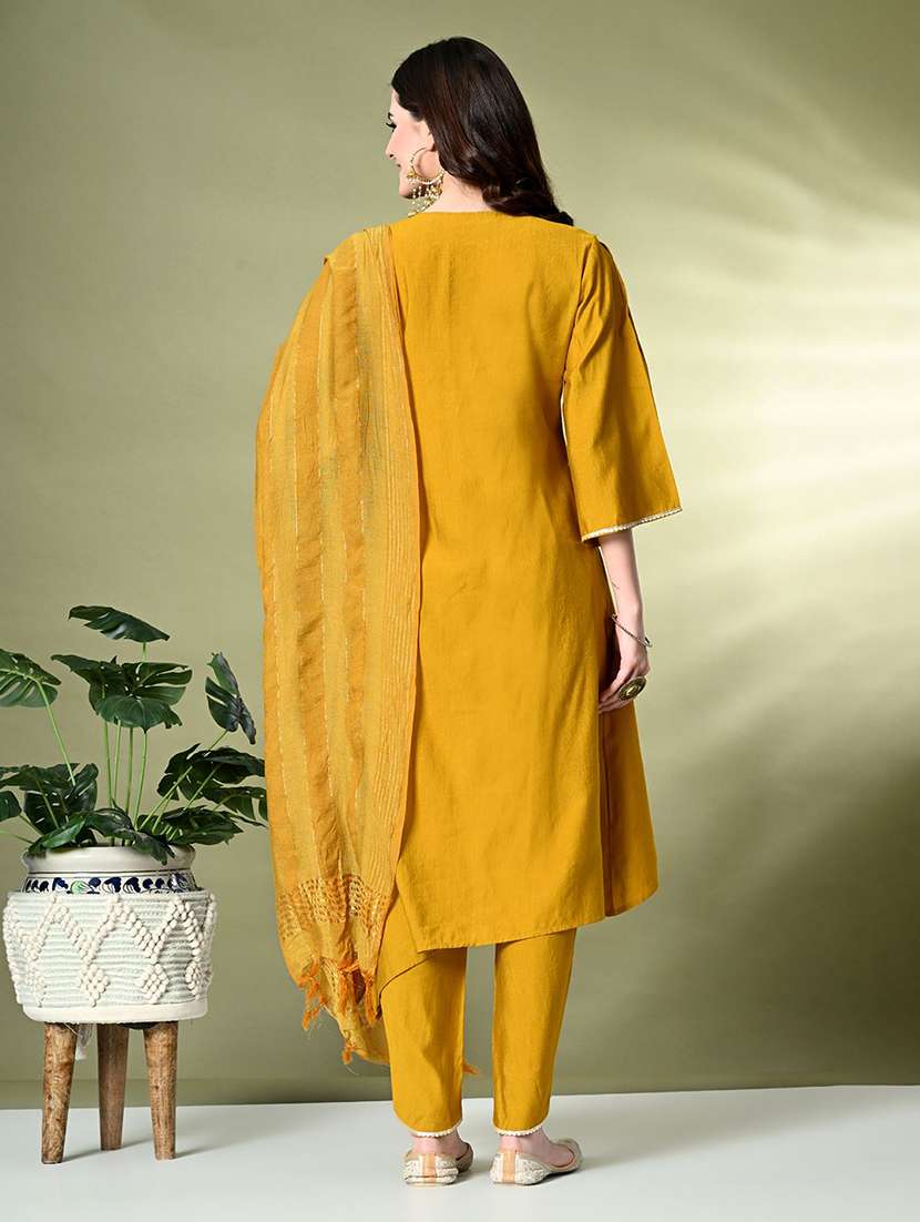 women solid with bell sleeve dhoti kurta with dupatta set - 22583141 -  Standard Image - 3