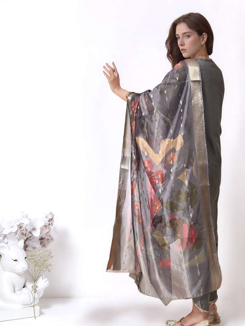 women solid bell sleeve kurta pant with dupatta set - 22583257 -  Standard Image - 3