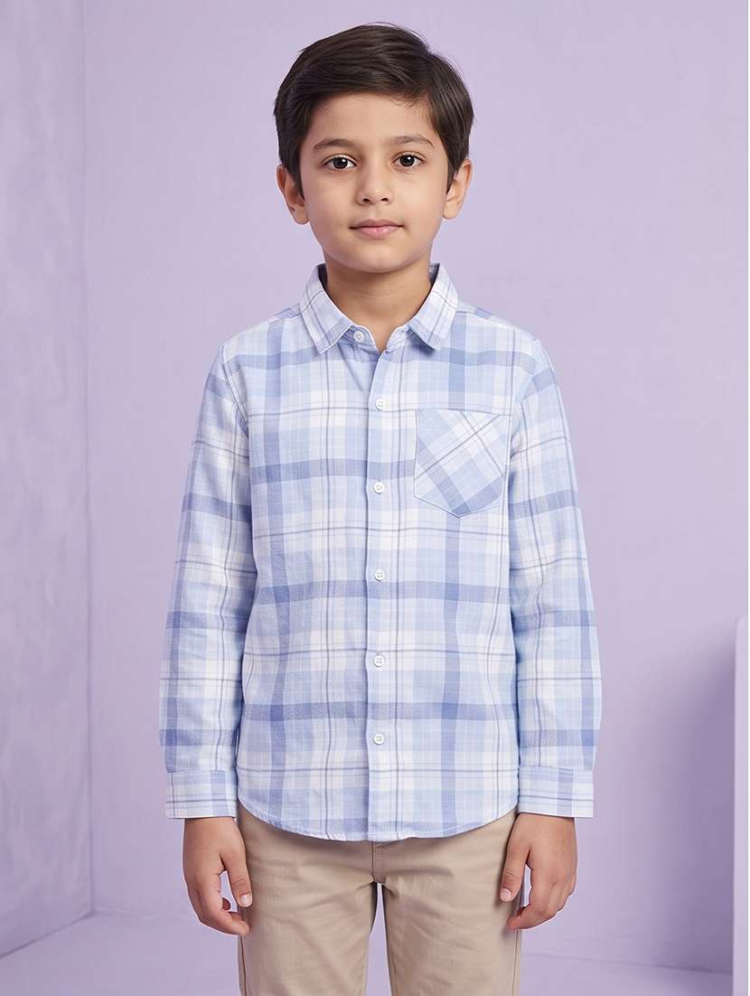 boys checkered long sleeves regular shirt