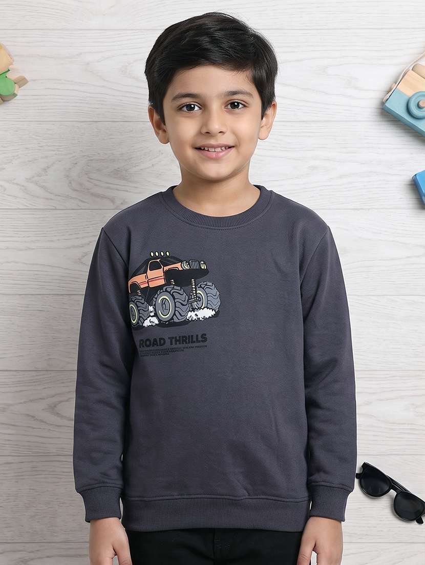 boys printed long sleeves regular fit sweatshirt