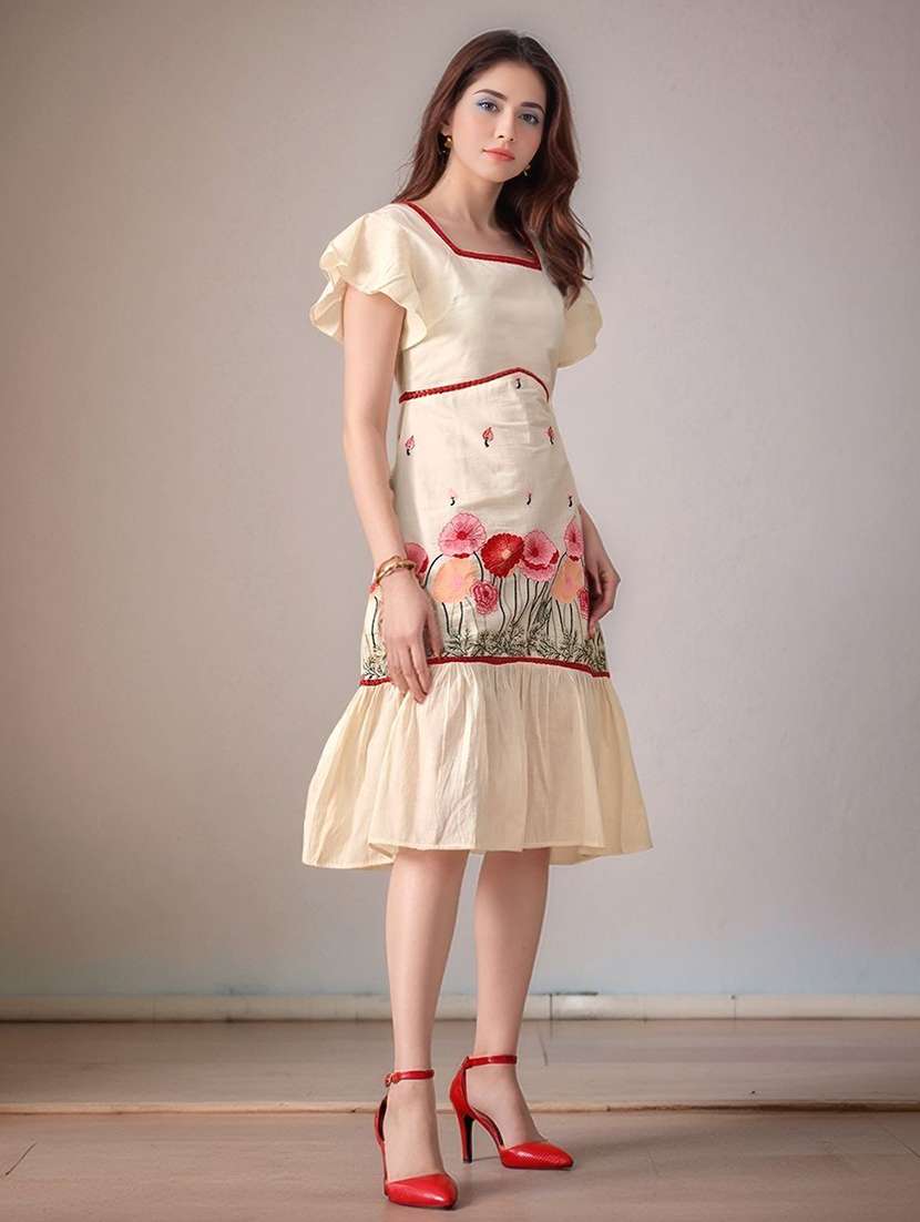 off white cotton tiered  dress - 22584254 -  Standard Image - 3
