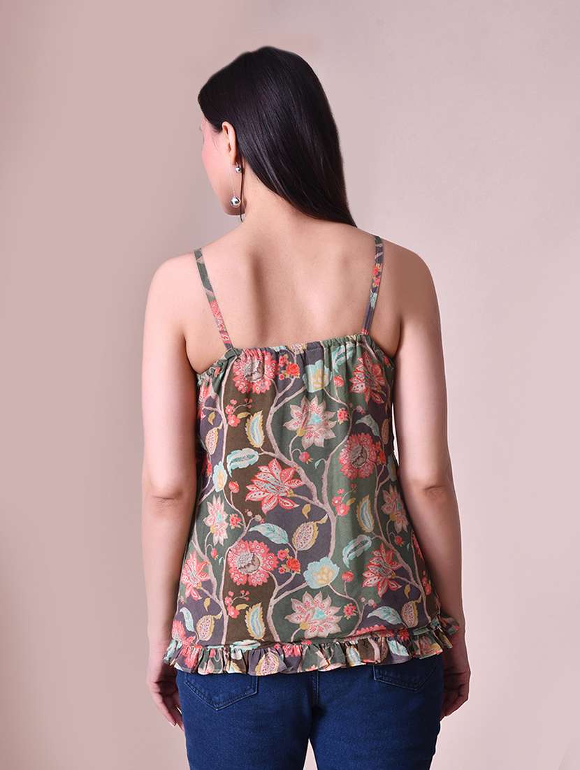 women printed shoulder strap wrap top - 22584362 -  Standard Image - 3