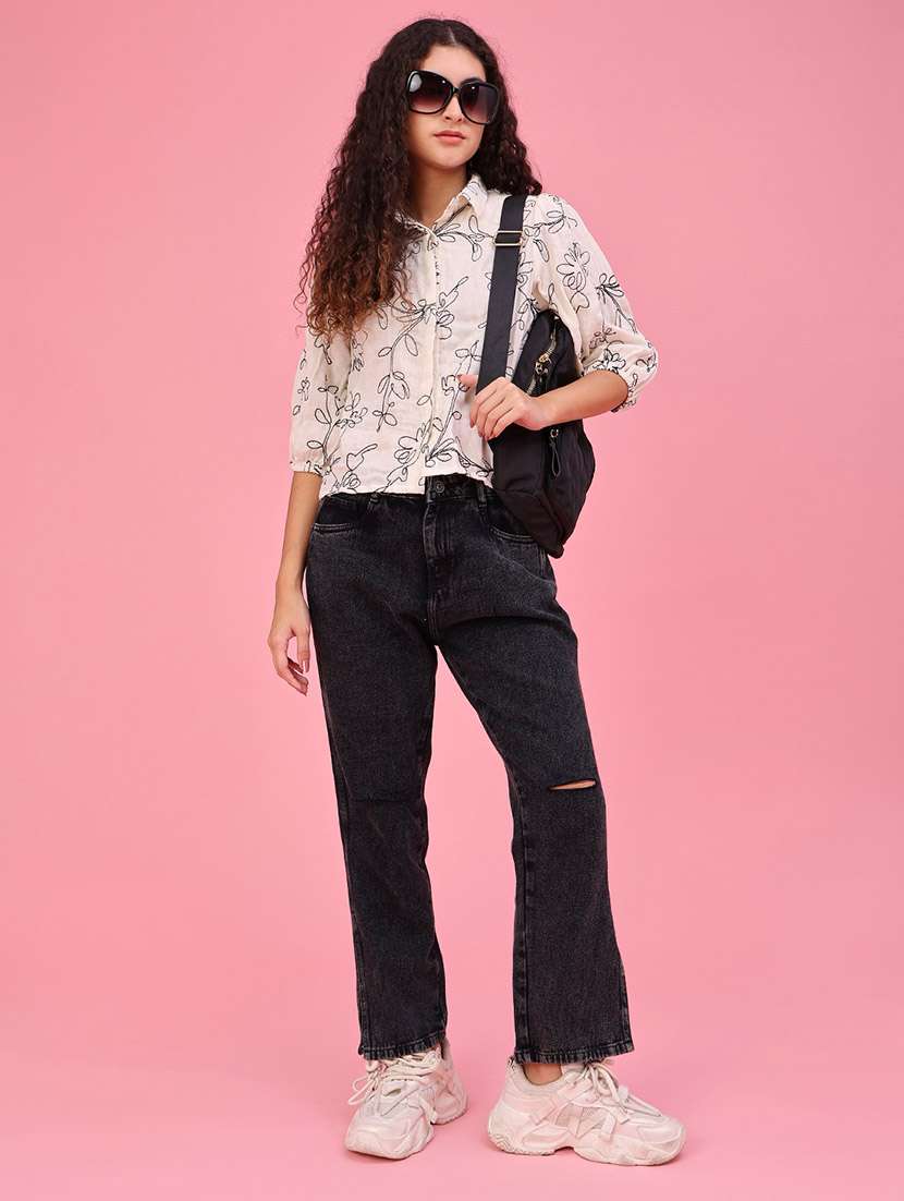 Women Embroidered Three Quarter Sleeves Regular Fit Shirt - 22584437 -  Standard Image - 5