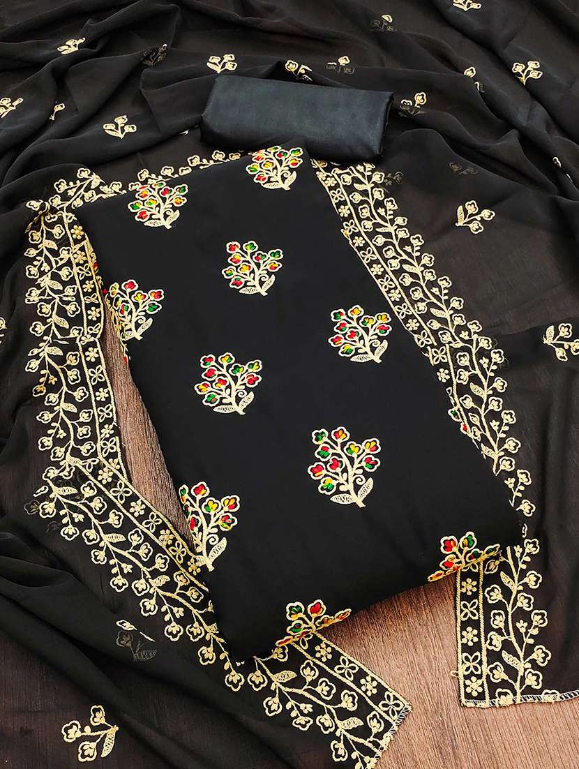 women solid with work unstitched suit set
