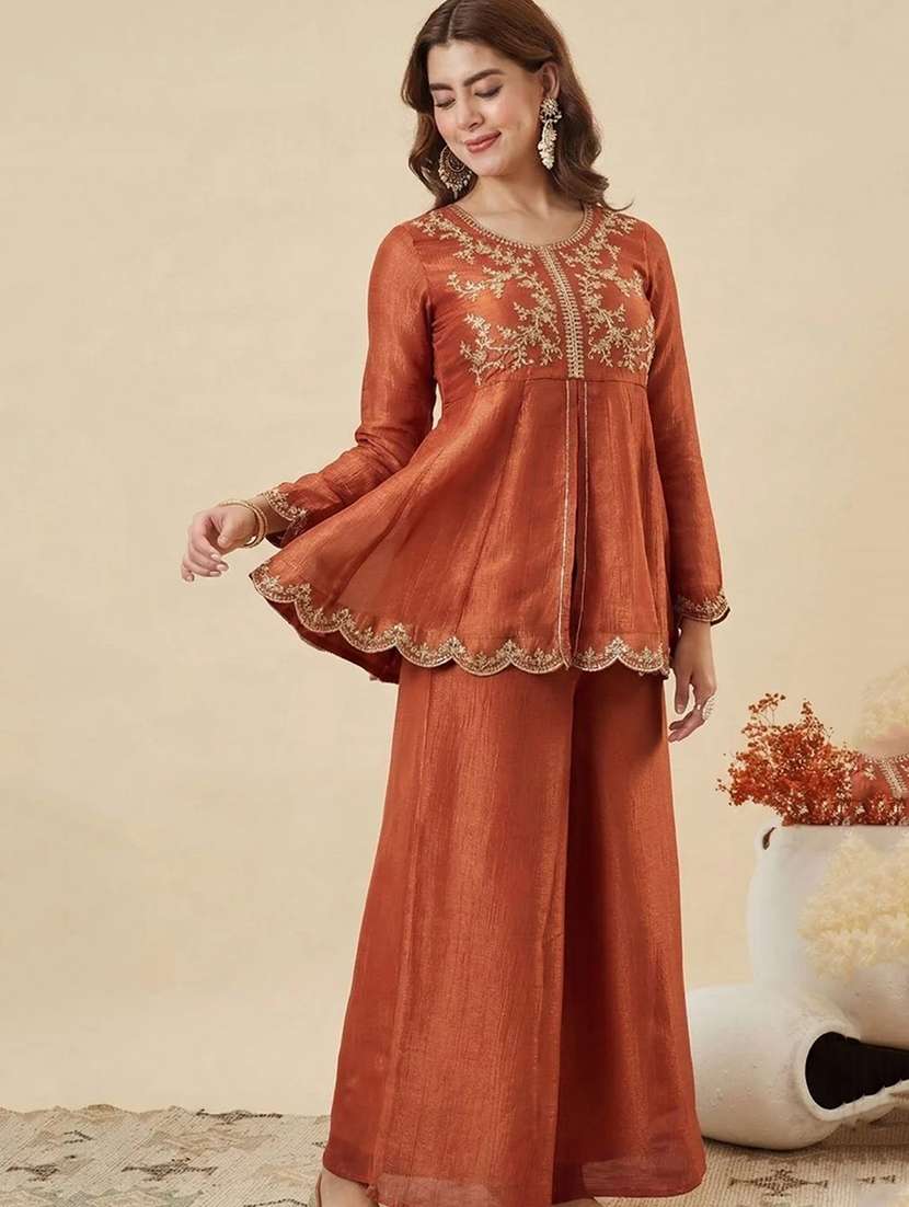 women embroidered long sleeve kurta palazzo with dupatta set - 22585566 -  Standard Image - 3