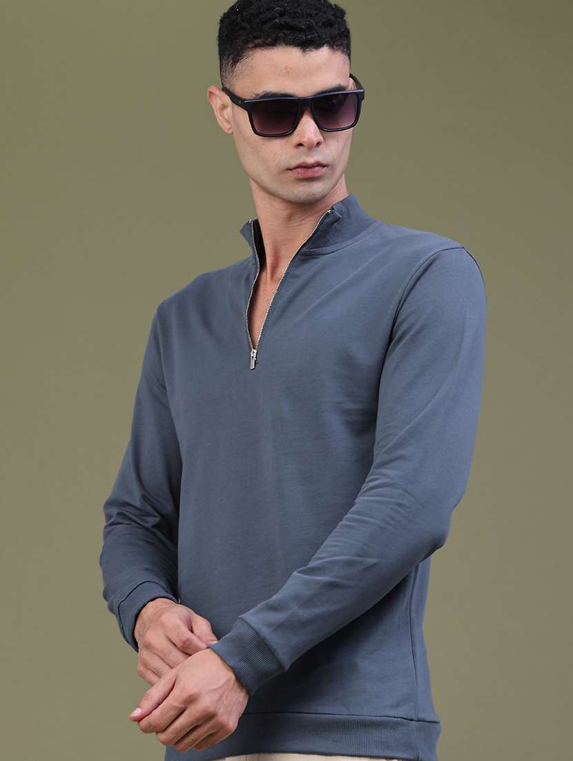 men solid long sleeves regular fit sweatshirt