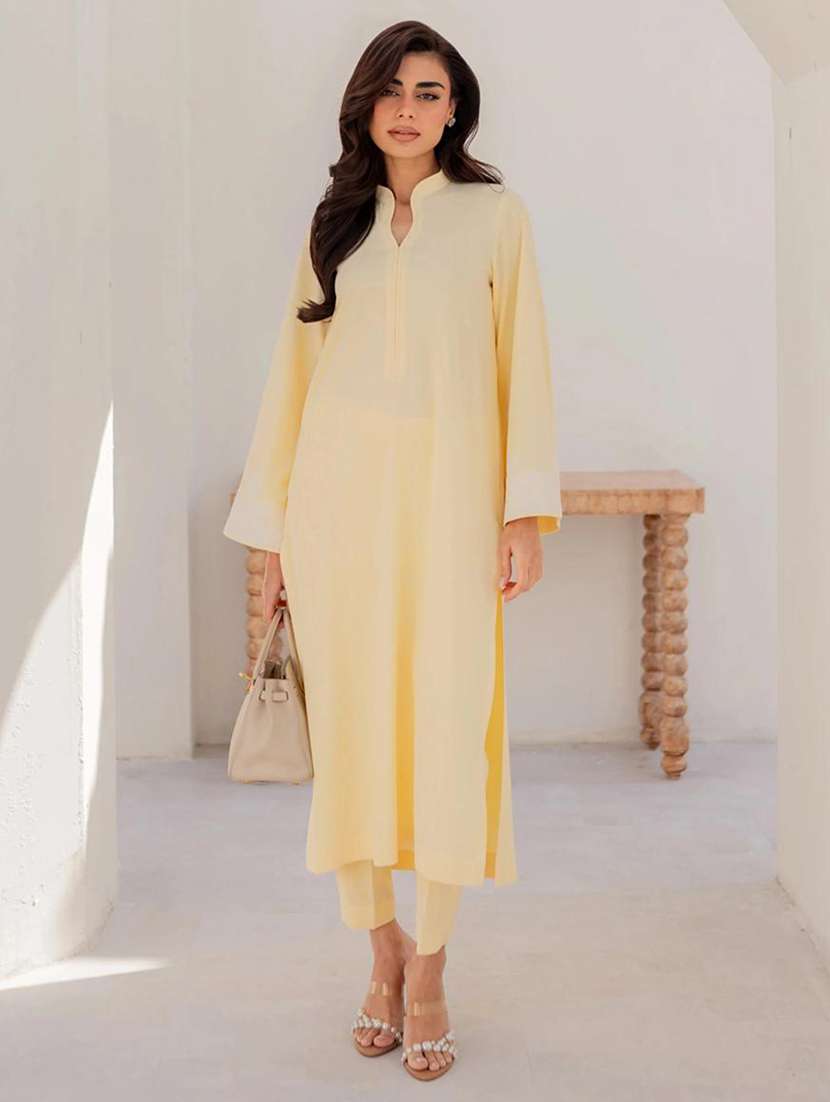 women embroidered long sleeve kurta pant with dupatta set