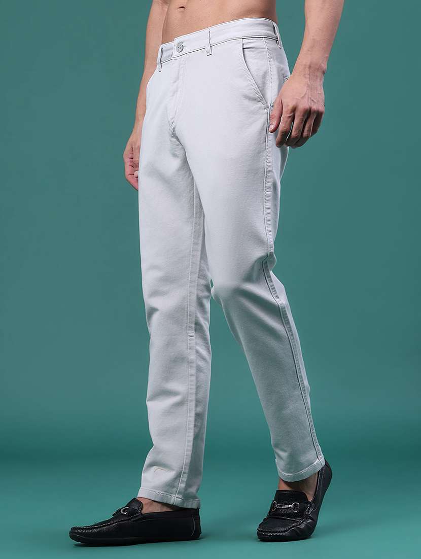 Men Solid Mid Rise Flat Front Casual Trouser - 22586465 -  Standard Image - 3