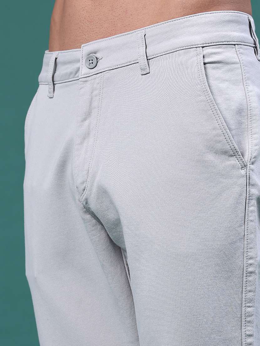 Men Solid Mid Rise Flat Front Casual Trouser - 22586465 -  Standard Image - 5