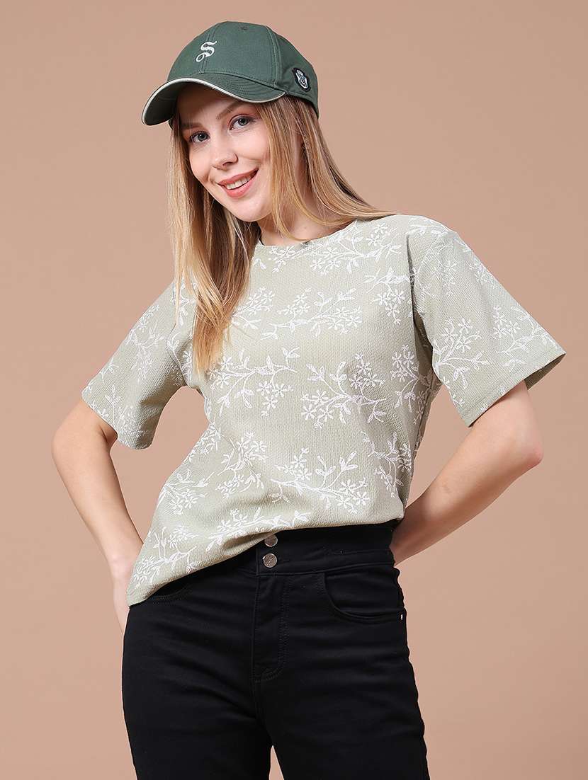 women printed short sleeves regular t-shirt