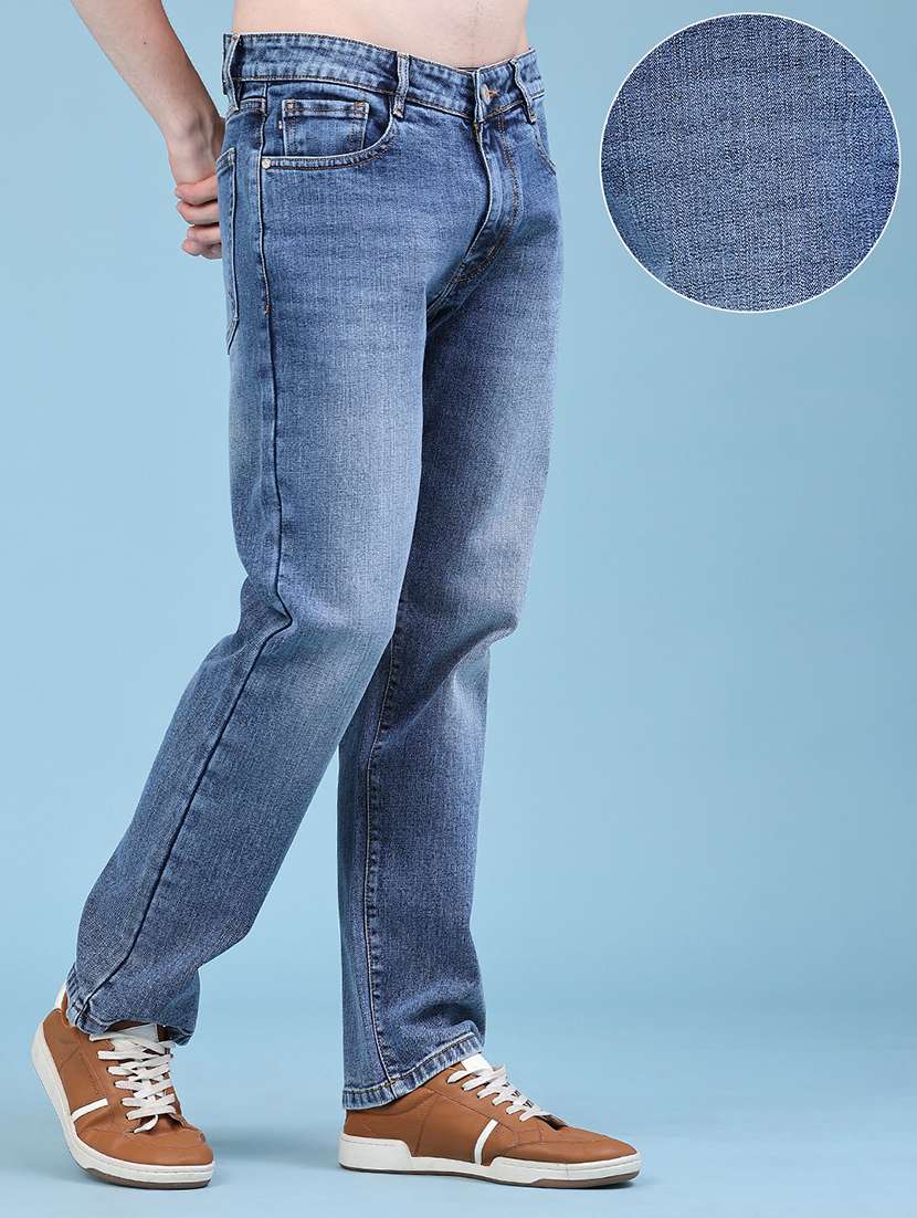 Men Washed Mid Rise Full Length Straight Jeans - 22586730 -  Standard Image - 3