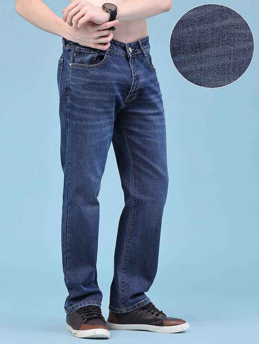 Men Washed Mid Rise Full Length Straight Jeans - 22586731 -  Standard Image - 3