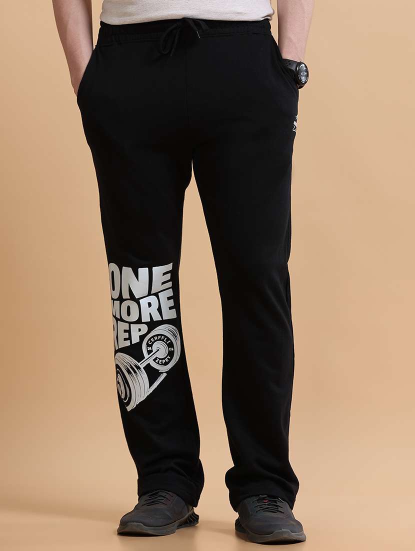 men printed mid rise full length track pant