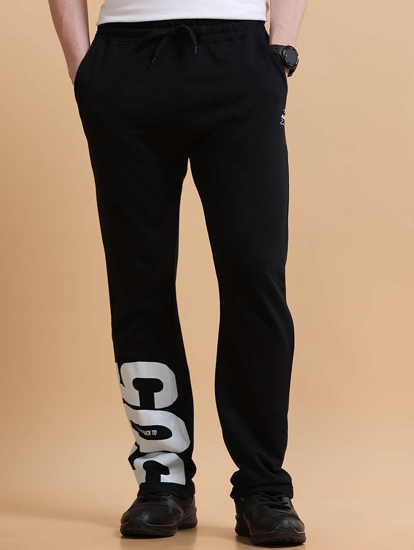 men typographic mid rise full length track pant