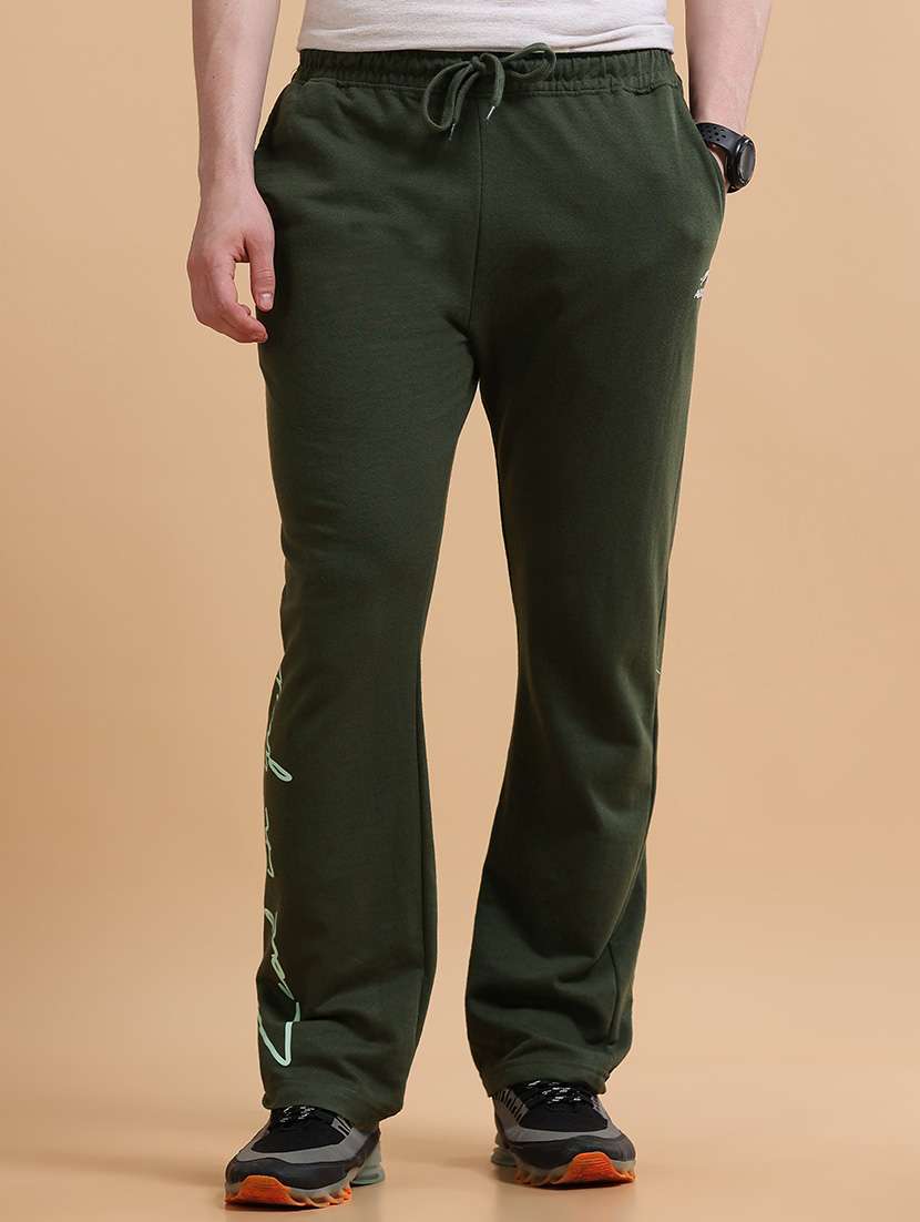 men printed mid rise full length track pant