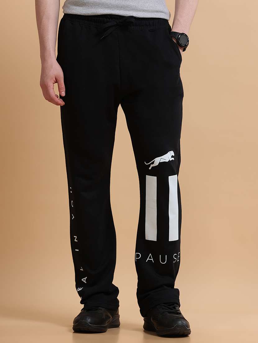 men printed mid rise full length track pant