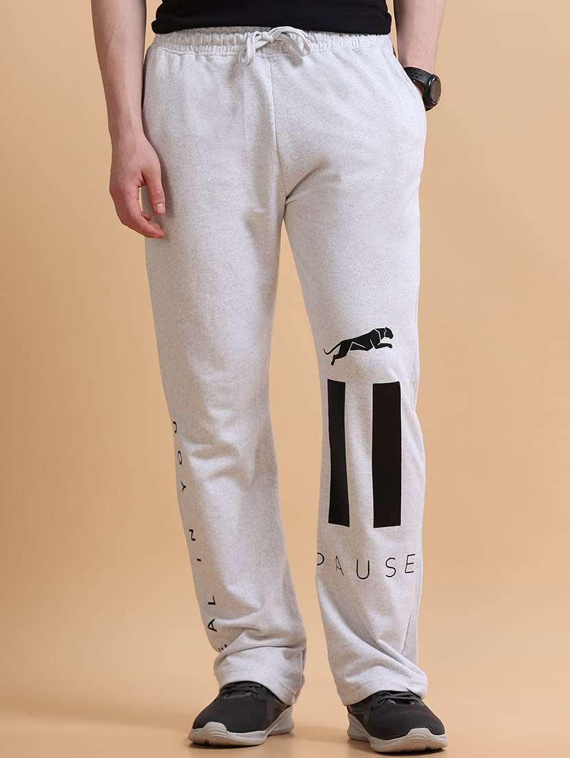 men printed mid rise full length track pant