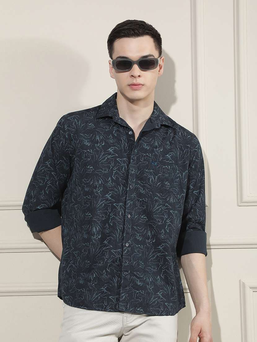 men printed long sleeve regular fit casual shirt