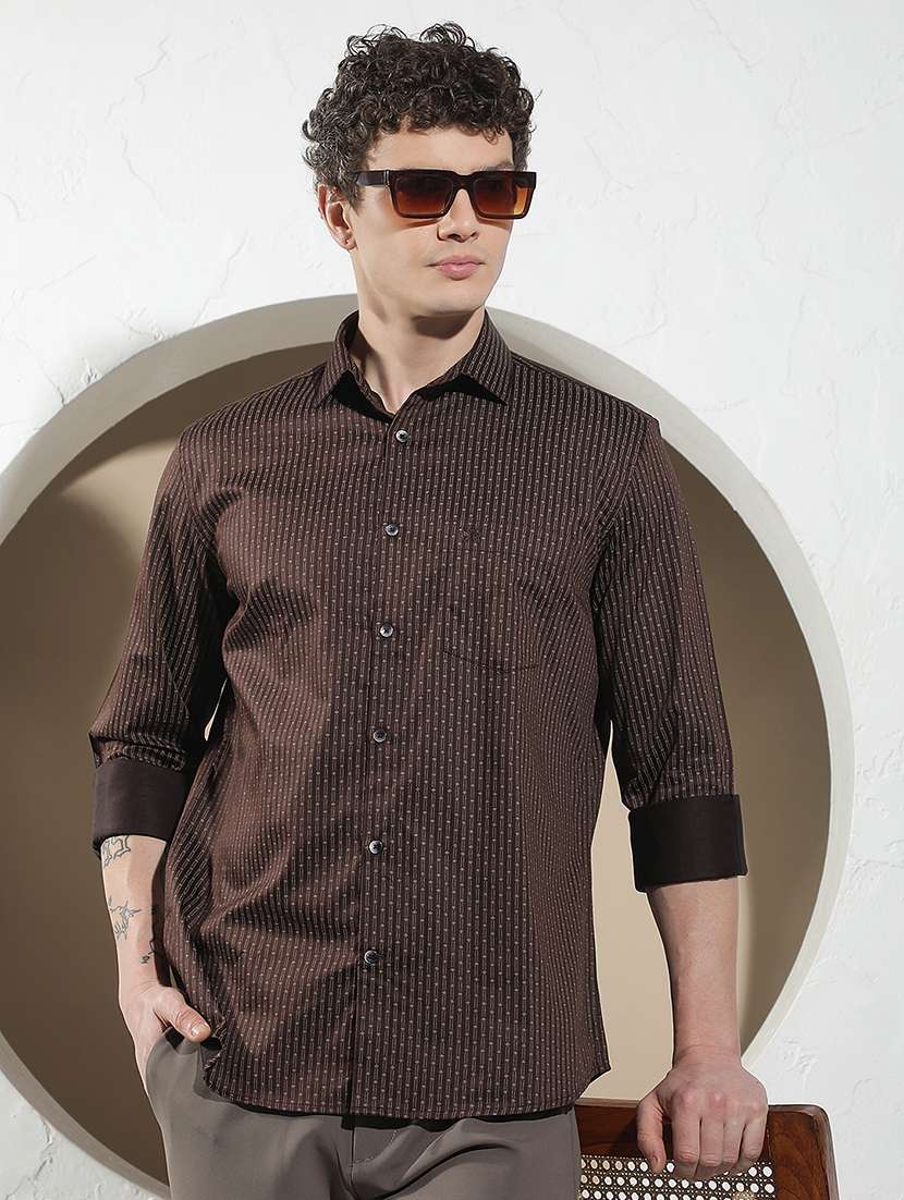 men printed long sleeve regular fit casual shirt