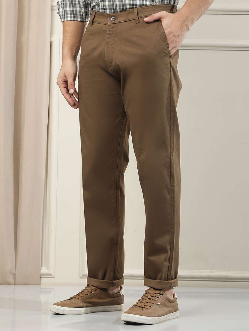 Men Solid Mid Rise Chinos Casual Trouser - 22587121 -  Standard Image - 3