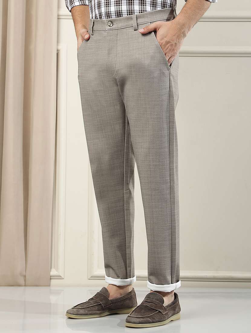 Men Self Design Mid Rise Chinos Casual Trouser - 22587130 -  Standard Image - 3