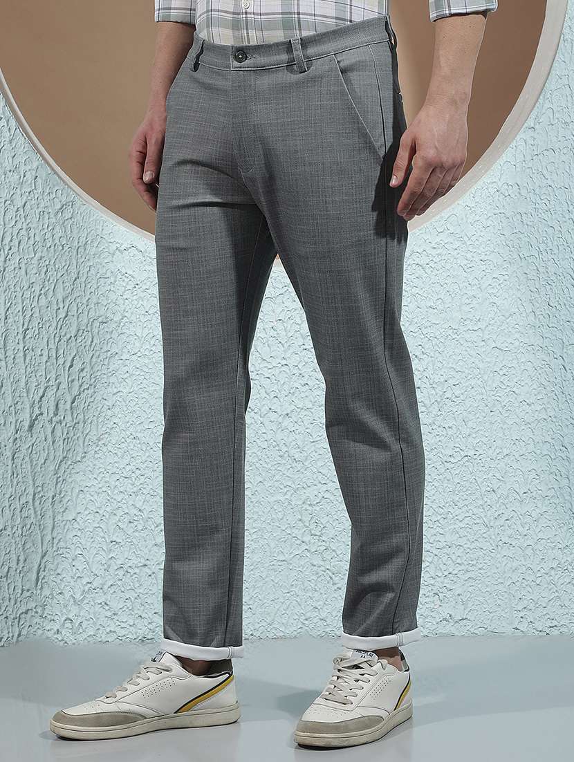 Men Self Design Mid Rise Chinos Casual Trouser - 22587133 -  Standard Image - 3