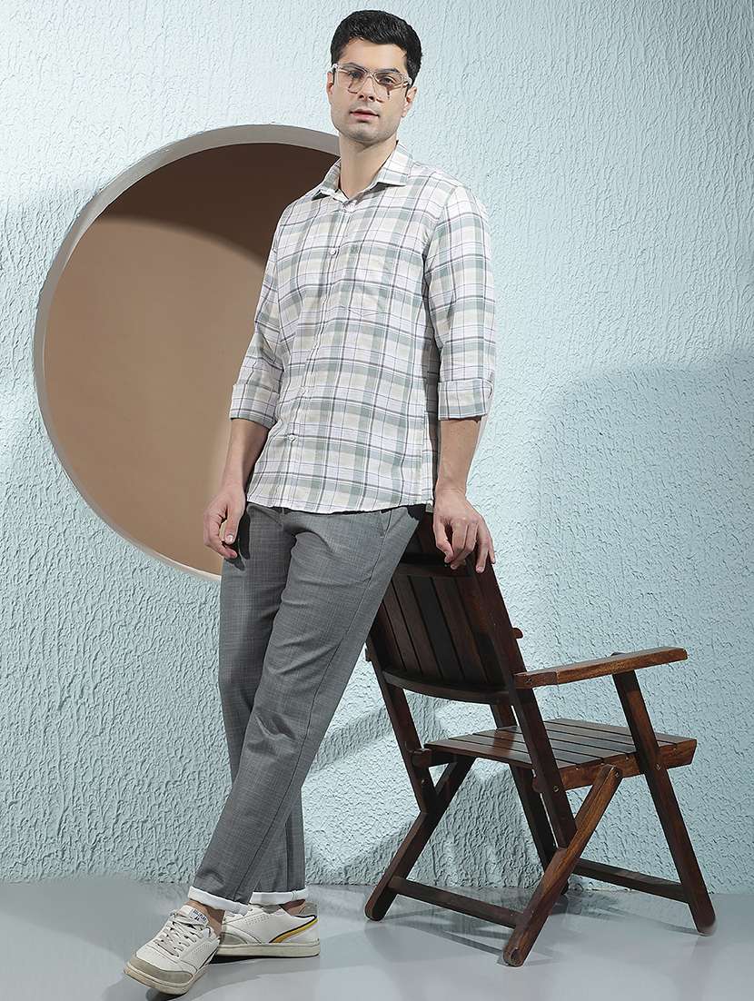 Men Self Design Mid Rise Chinos Casual Trouser - 22587133 -  Standard Image - 5