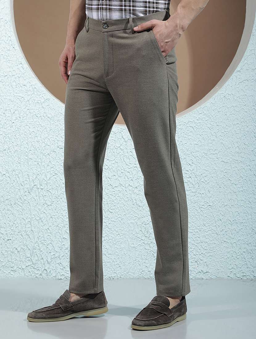 Men Solid Mid Rise Chinos Casual Trouser - 22587135 -  Standard Image - 3