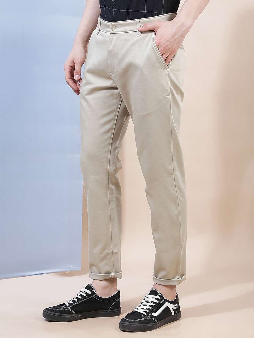 Men Solid Mid Rise Chinos Casual Trouser - 22587139 -  Standard Image - 3