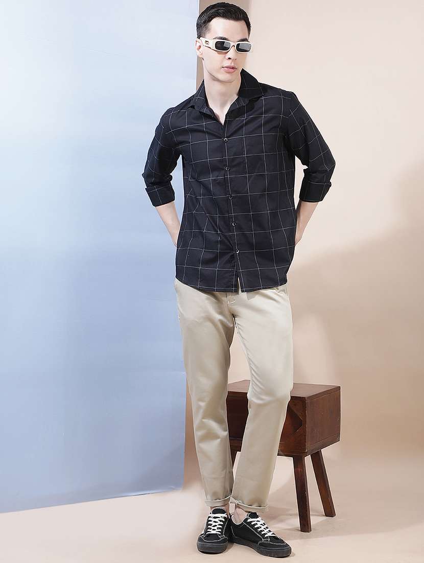 Men Solid Mid Rise Chinos Casual Trouser - 22587139 -  Standard Image - 5