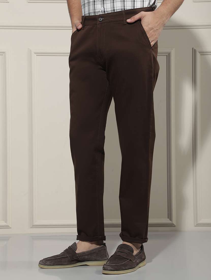 men solid mid rise chinos casual trouser - 22587141 -  Standard Image - 3