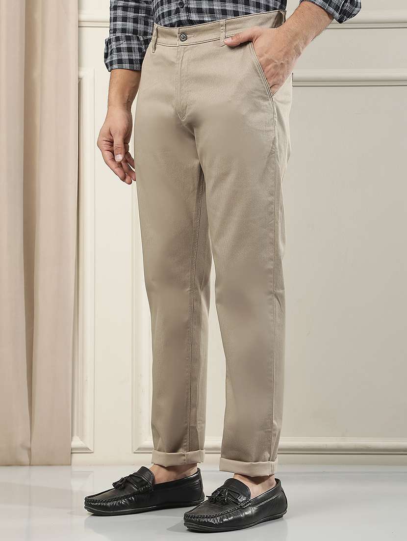 men solid mid rise chinos casual trouser - 22587144 -  Standard Image - 3
